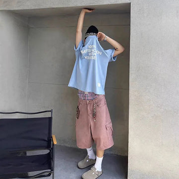 Aidase Mens Casual Denim Cropped Pants Genderless 2024 Summer New Fashion Simple Versatile Streetwear Solid Color Loose Shorts Unisex aidase-shop